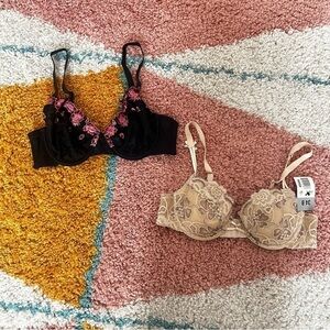 2pc Bundle Set Parisa by Amir Vintage Y2K Floral Lace Bras 34B